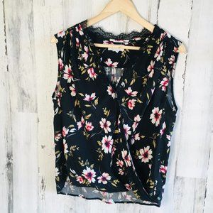 NWOT Velvet Graham Spencer Belia Lace Trim Sleeveless Rayon Challis Top Blouse